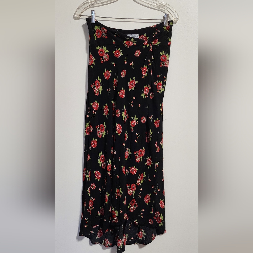 Zara Black Floral Maxi Skirt